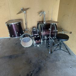 Ludwig Accent Drive Five Piece Drum Set w/ Symbols Red Sparkle