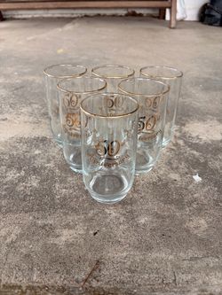 50th Anniversary Drinking Glasses Set of 6