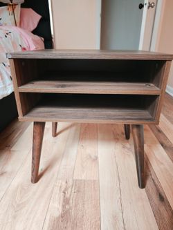 Set of two Mid-Century Modern Nightstand with Open Shelves