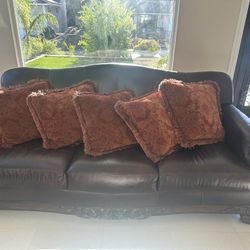 Leather Couch With Pillows