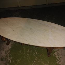 Antique Wood And Marble Top Coffee Table