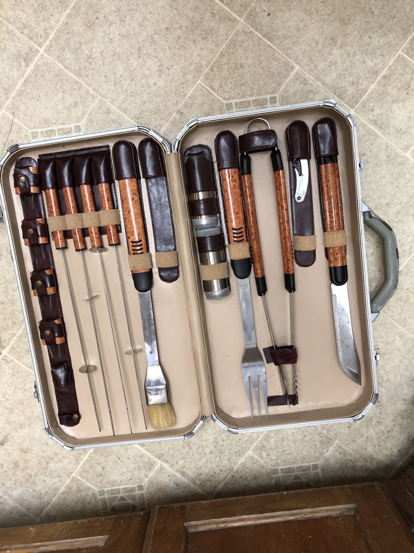 Portable BBQ Grilling Tool Set in Case