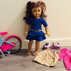 American Girl Doll - Saige w/ bike 