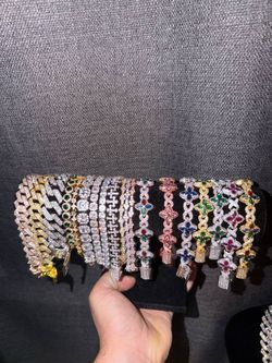 İced out chain bracelet ring earring