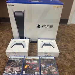 Brand New PS5 Console Disc Version 3 Game + 2 Controller Bundle 