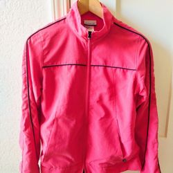 Reebok Coral Pink Waterproof Track Sports Jacket Sz S Windbreaker 