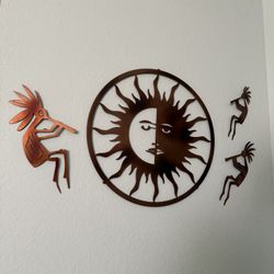 Metal Sun & Kokopelli  Wall Art