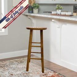 🏆Wood Classic Backless Round 29” Inch Tall Kitchen Counter Stool Seat
