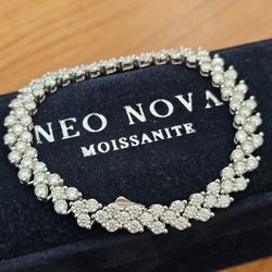 7.5" NEO NOVA sterling silver 925 moissanite hearts  ❤️ bracelet $375 obo