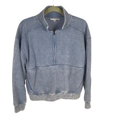 Sage & Stone Women's Crop Sweatshirt 1/4-Zip Blue Size M