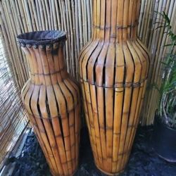 Bamboo Storage Bins Vintage 