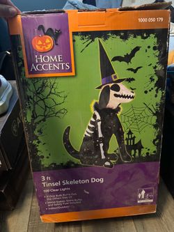 3 ft Tinsel Skeleton Dog