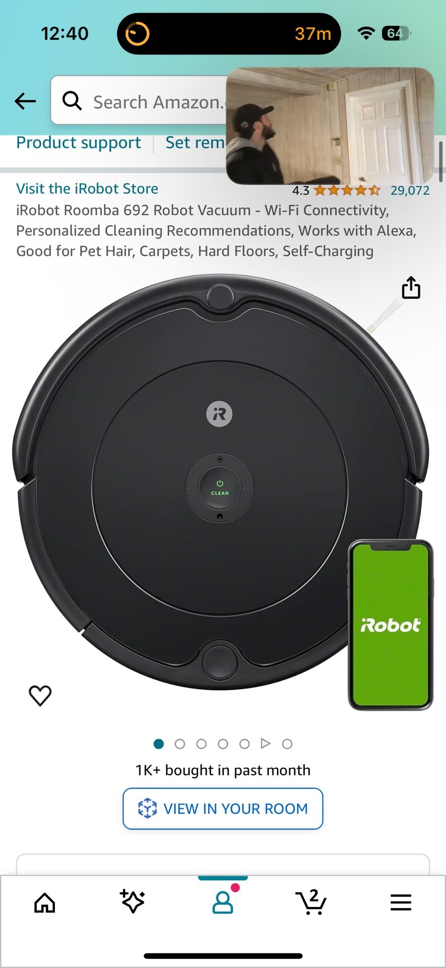 iRobot Roomba 692 Robot Vacuum - Wi-Fi Connectivity, Personalized Cleaning Recommendations, Works with Alexa, Good for Pet Hair, Carpets, Hard Floors,