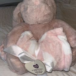 Pink Bunny Baby Blanket And Plush Toy 