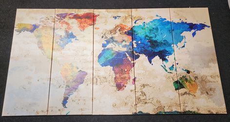 World Map, 5 Sections