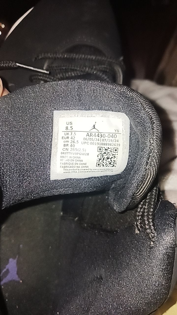 Air Jordan's black,white and purple size 8.5 men's