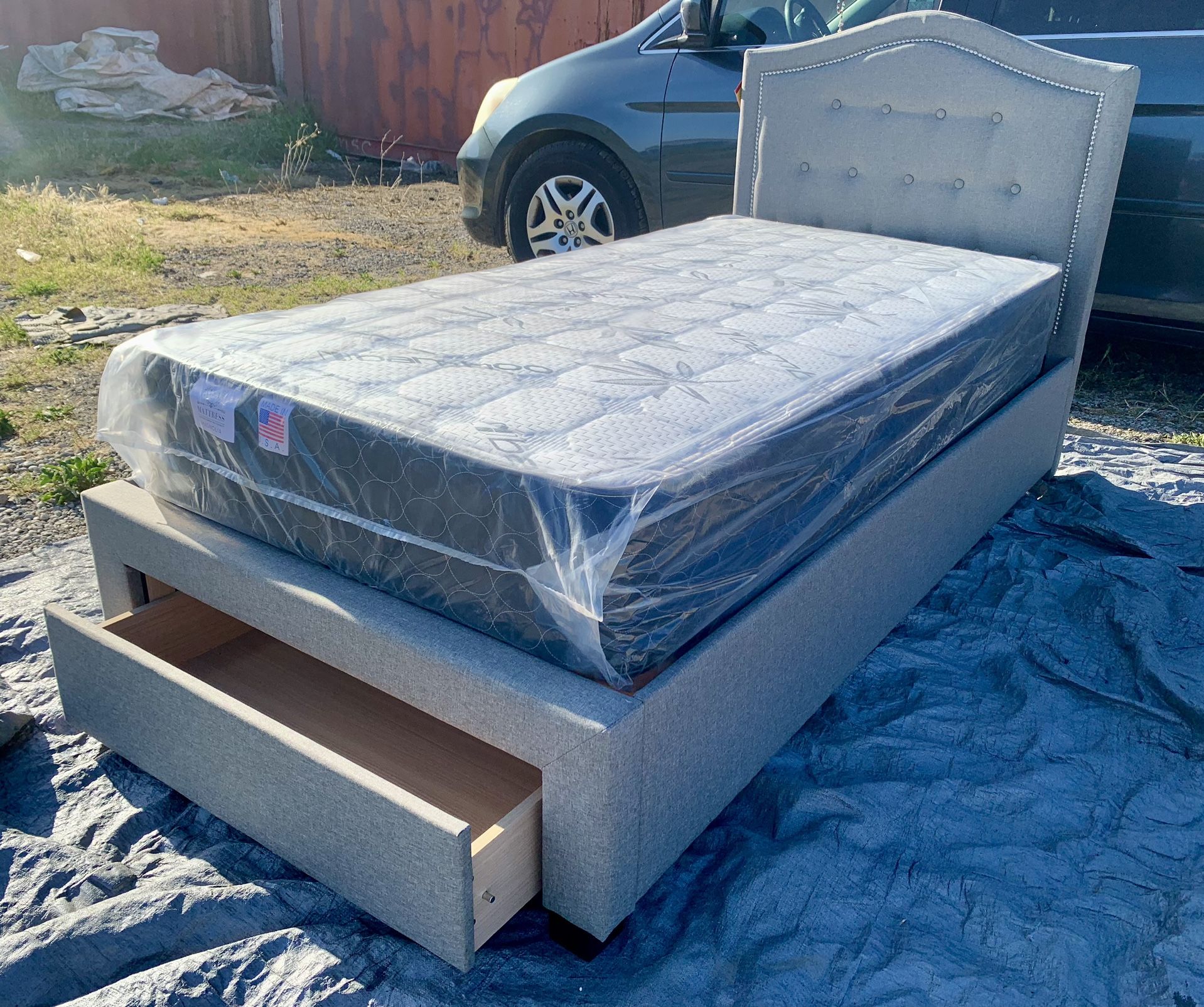 Twin Platform Storage Bed With Orthopedic Supreme Mattress Included 