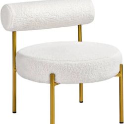 Boucle Accent Chair with Gold Metal Legs