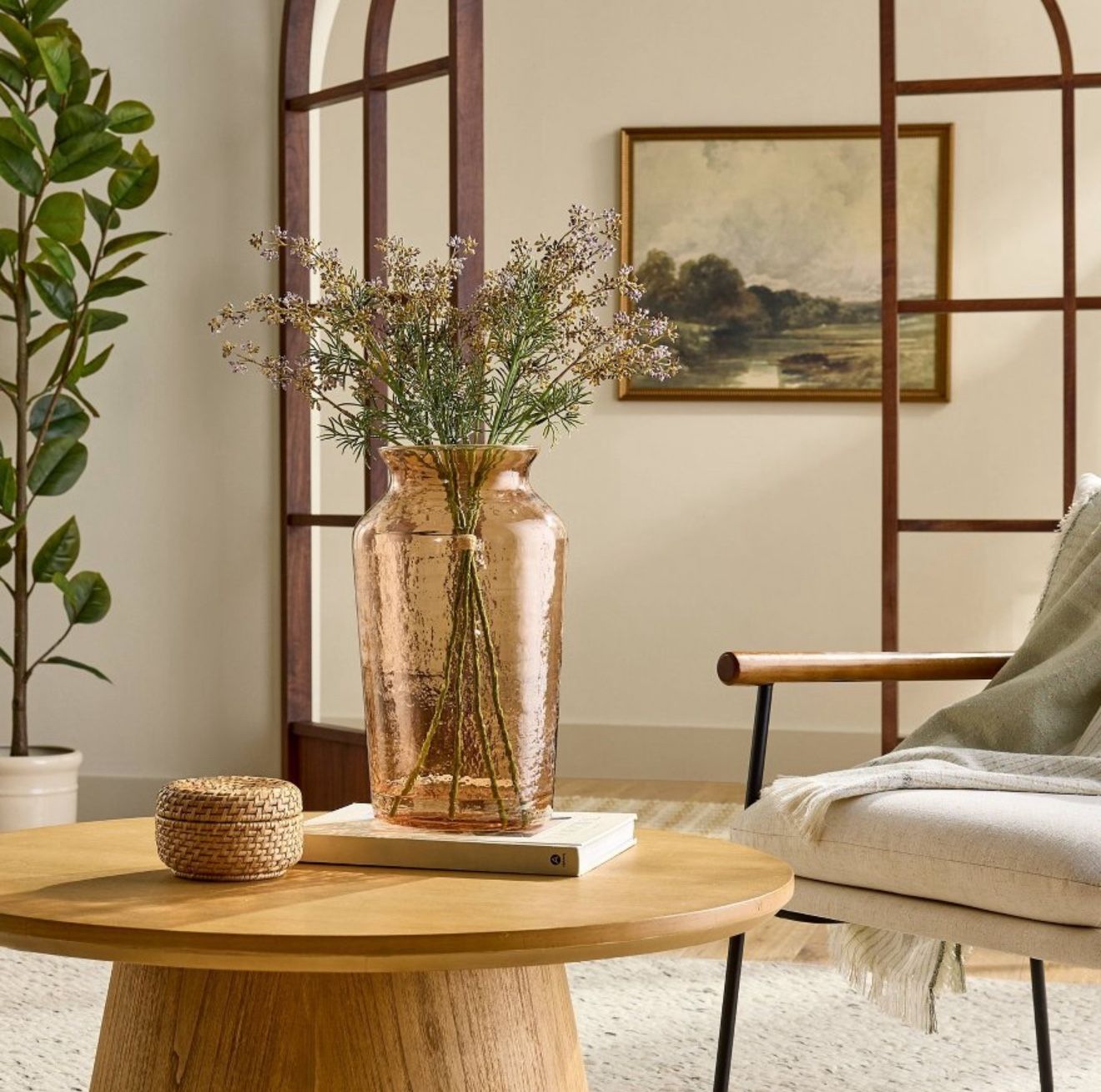 14" Tan Glass Decorative Flower Vase - Hearth & Hand™ with Magnolia