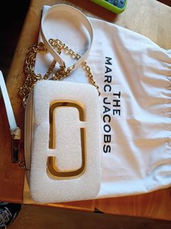 Marc Jacobs Snapshot Crossbody Bag White Glitter
