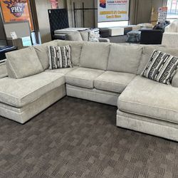 Grey Double Chaise Sectional Couch 