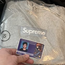 FW24 Supreme Box Logo Hoodie Grey Size Small