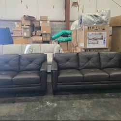 Atmore 2-piece Top Grain Leather Set - Sofa, Loveseat, sofa, couch
