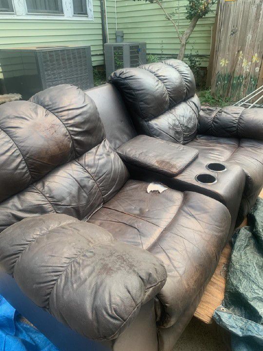 Used Leather Dual Recliner 