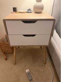 Light Wood & White Night Stands