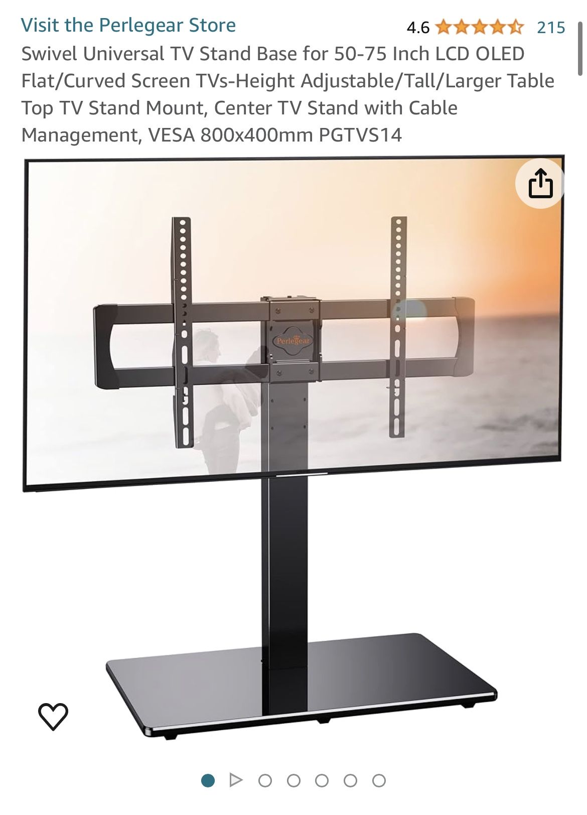 Swivel Universal TV Stand Base for 50-75 Inch LCD OLED Flat/Curved Screen TVs-Height Adjustable/Tall/Larger Table Top TV Stand Mount, Center TV Stand 