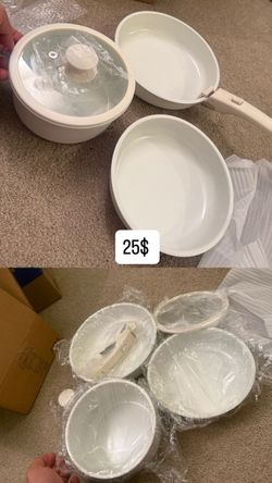 3 Pots And Pans, ceramic Including Detachable Handle Soup Pot, Frying Pan, Non-stick Pan, Pots and Pans Set Non Stick, Ceramic Cookware Set Detachable