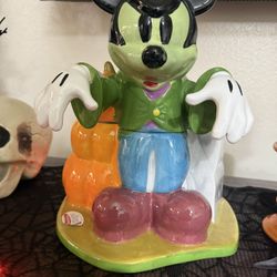 Disney Mickey Mouse Halloween Cookie Jar Canister Frankenstein  