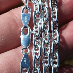 24" Solid 925 Sterling Silver Anchor Chain Necklace 4.5mm 