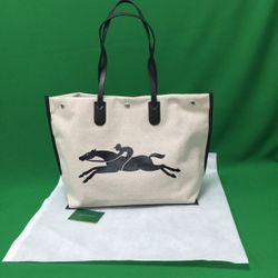 Longchamp Large Canvas Tote Shoulder Bag Travel Bags