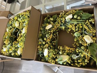 Spring Wreath with Tulips and Green Berries (3 available)