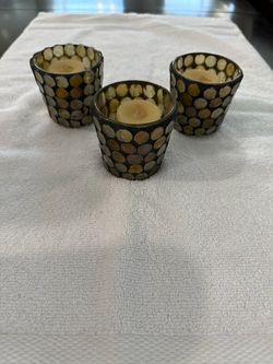 Mosaic Glass Votive Candle Holders Set of 3