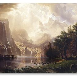 New! ✨ 36x24 Albert Bierstadt Among the Sierra Nevada California Giclee Canvas Print Wall Art