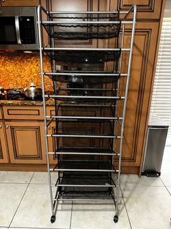 Mainstays 10-Tier Metal & Mesh Rolling Shoe Rack