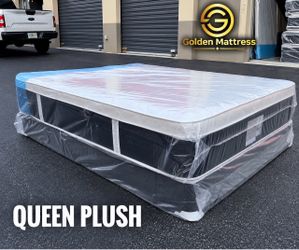 Queen Plush Pillow Top Mattress Set | Same Day Delivery
