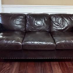 Brown Italian Leather Sofa 72”x36”
