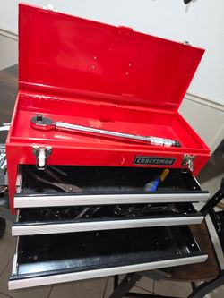 Craftsman Red Metal Toolbox with Tools