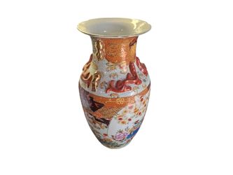Japanese Enamel and Gilt Decorated Satsuma Porcelain Vase