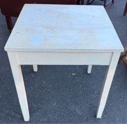 Antique Square White Wooden Dinette Table. 28L x 28W x 30H