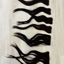 High Quality Human Hair Extensions, 7 Pieces, 18” Long, Brown 