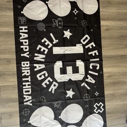 Official Teenager ( 13 )  Banner Black And White