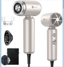 slopehill Dual Voltage Travel Hair Dryer with Diffuser, Ionic, 1500W, Gold Lightweight & Portabe, Mini High-speed Professional Fast Drying, Compact & 