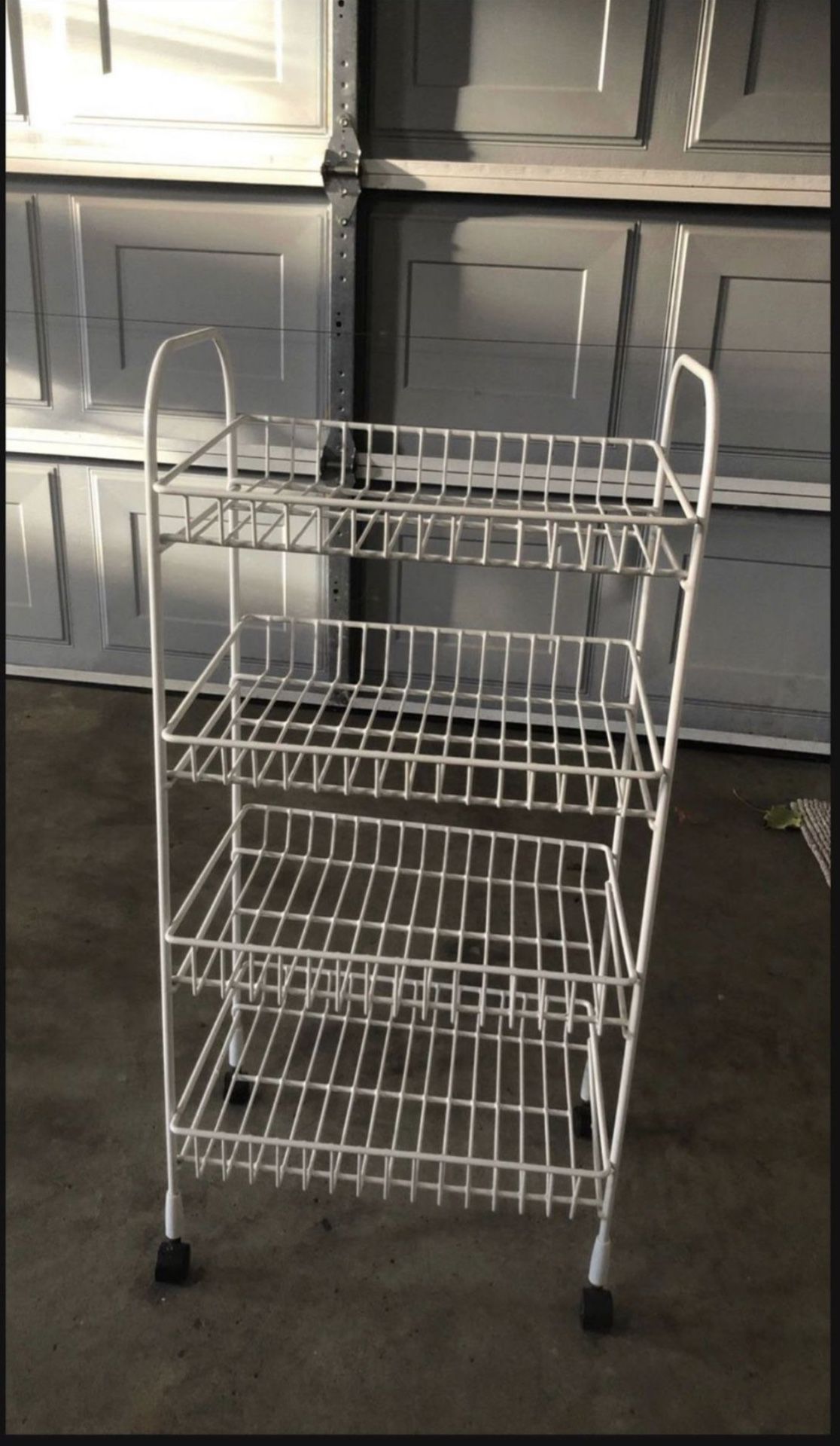 Metal shelves with wheels