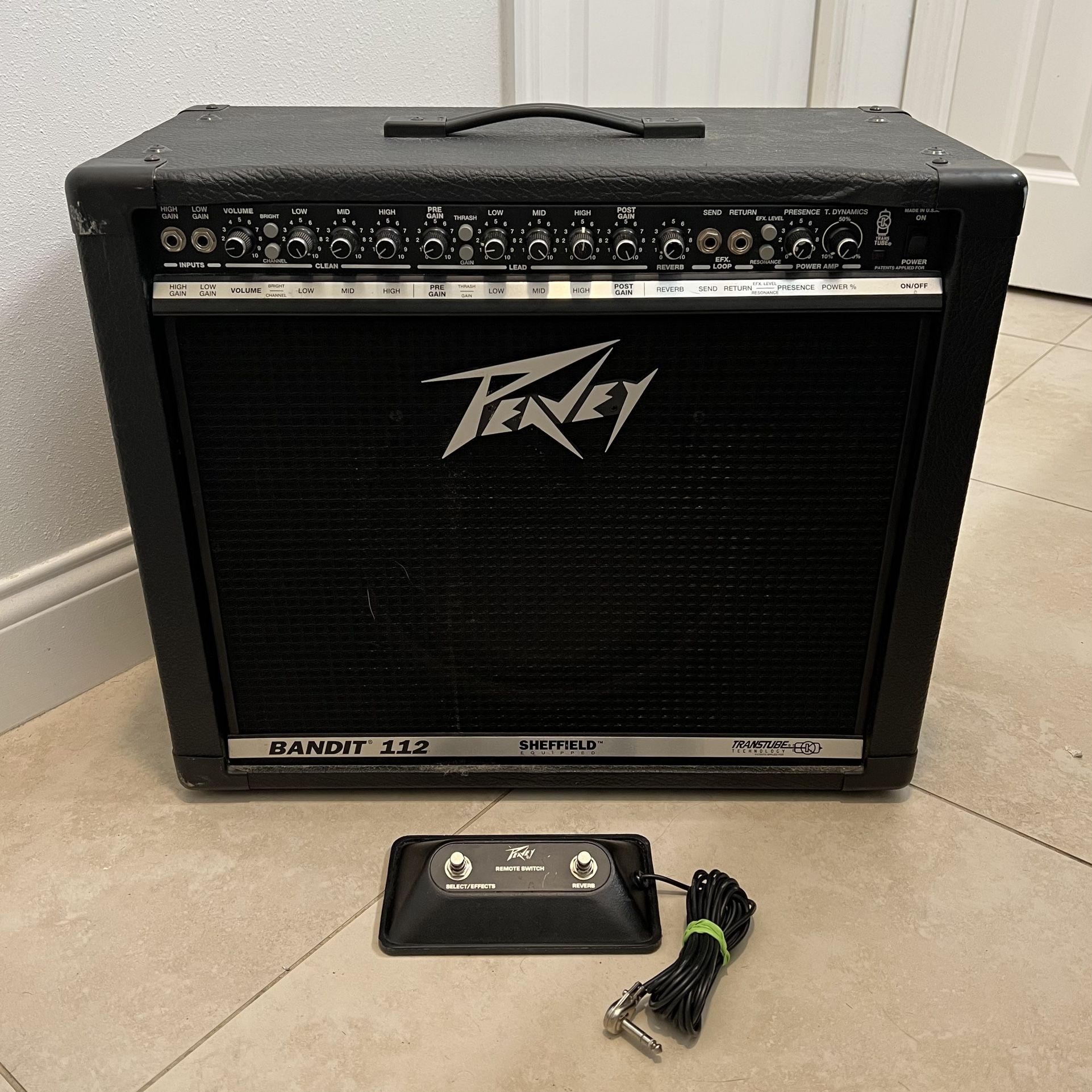 Peavey Bandit 112 Silver Stripe Sheffield Equipped 80-Watt 1x12 Guitar Amp W/ Foot Pedal Combo