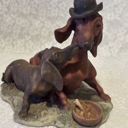 Armani "Pair of Dachshunds" Figurine. Resin. Has few scratches. All in photos