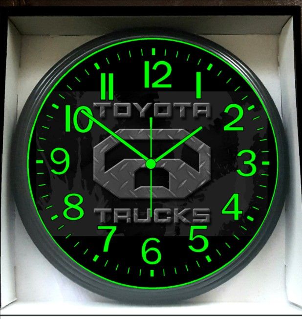 Garage Shop Toyota Mechanic Glow In The Dark Wall Clock New!